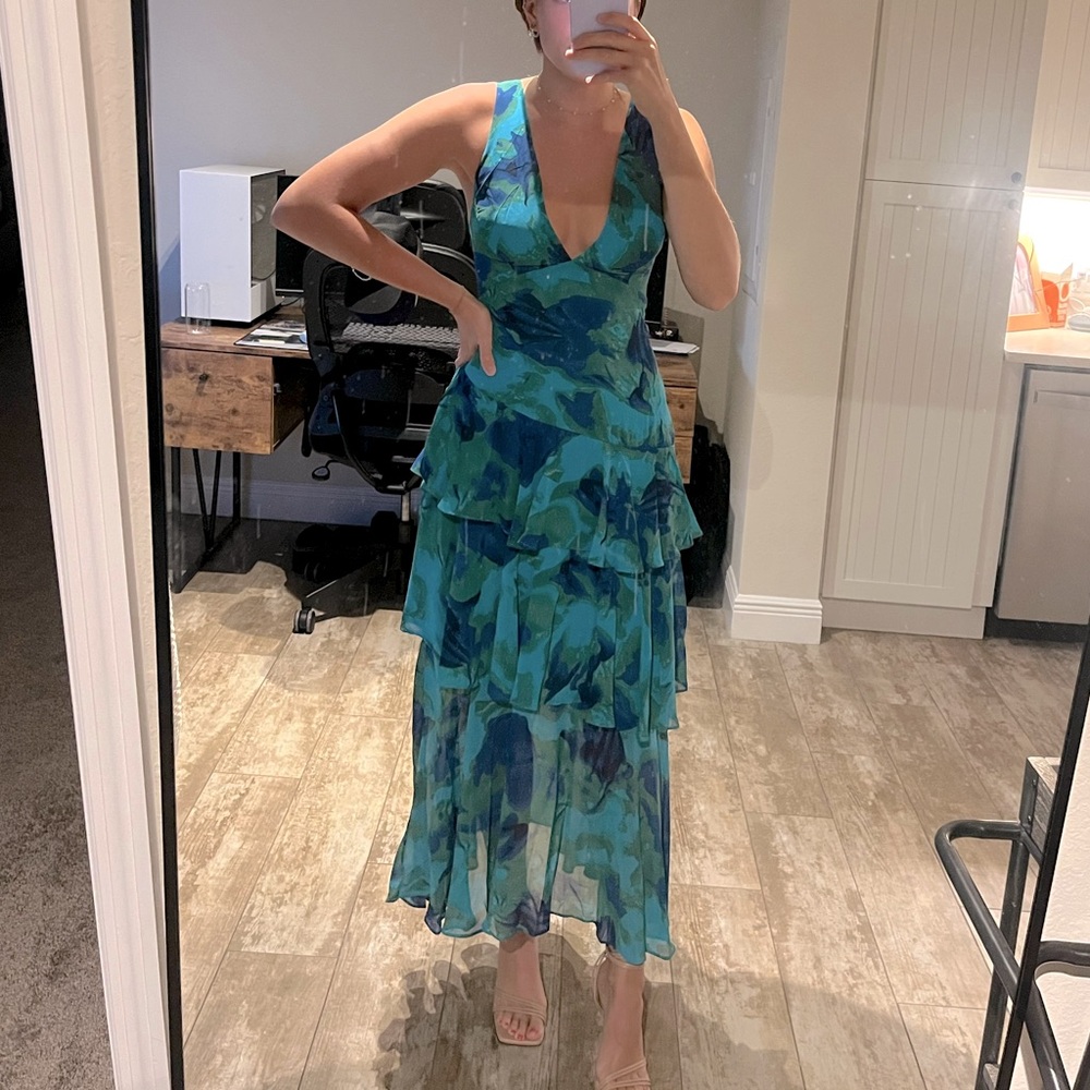 BILLY J BLUE GREEN MAXI DRESS NEW WITH TAGS